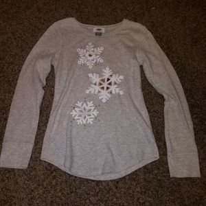 Grey Snowflake Long Sleeve Tee
